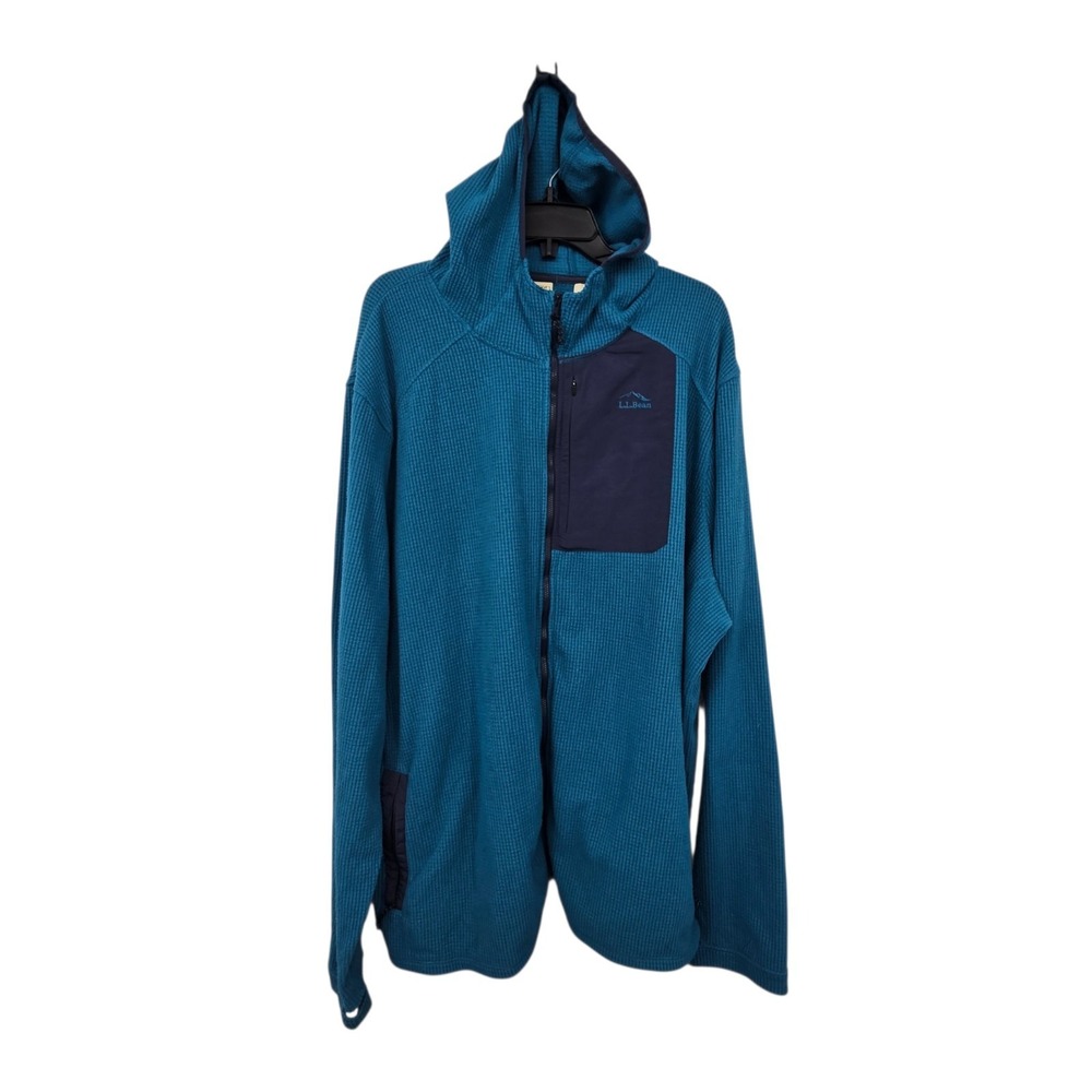 LL Bean Pathfinder Performance Fleece Jacket Men's XXL Tall Teal Pockets Outdoor